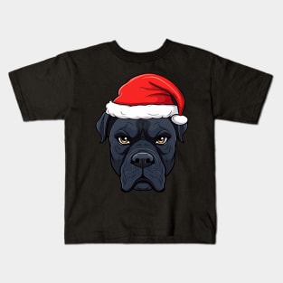 Santa Cane Corso Christmas Puppy Dog Lover Kids T-Shirt